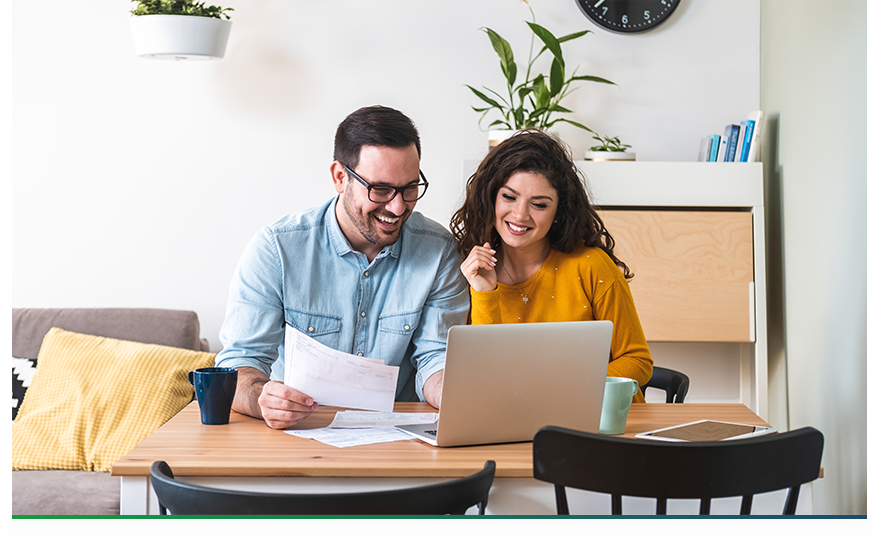 Mortgage loans: couple reviewing finances